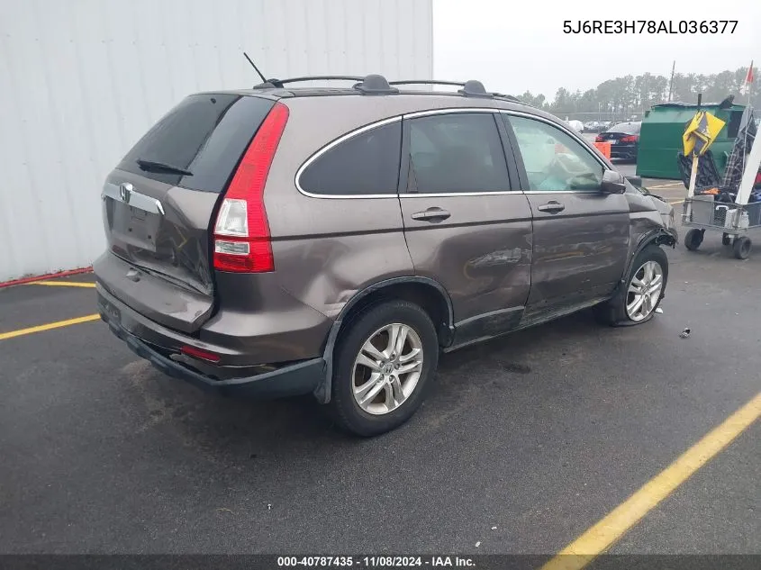 2010 Honda Cr-V Ex-L VIN: 5J6RE3H78AL036377 Lot: 40787435