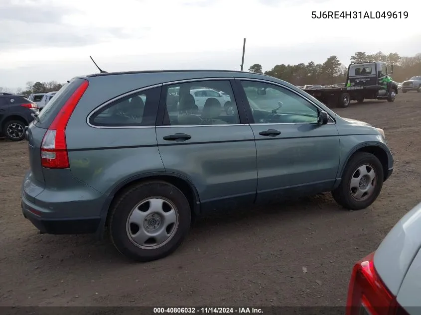 2010 Honda Cr-V Lx VIN: 5J6RE4H31AL049619 Lot: 40806032