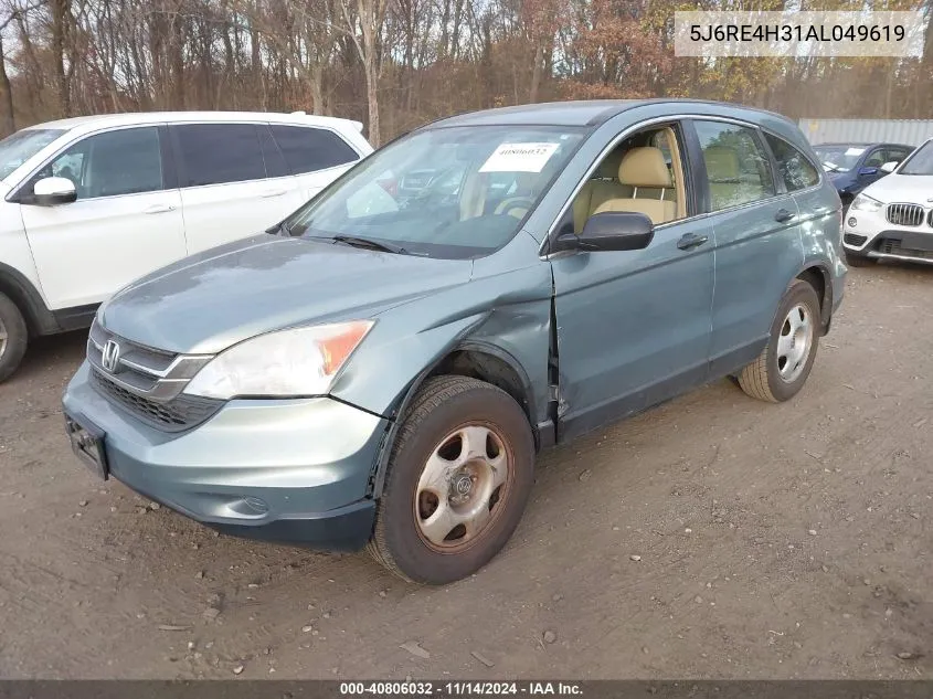 2010 Honda Cr-V Lx VIN: 5J6RE4H31AL049619 Lot: 40806032