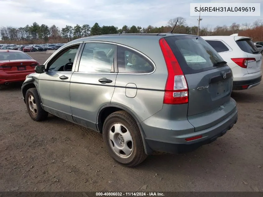 2010 Honda Cr-V Lx VIN: 5J6RE4H31AL049619 Lot: 40806032