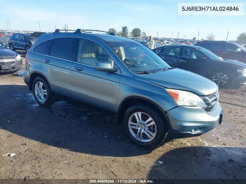 2010 Honda Cr-V Ex-L VIN: 5J6RE3H71AL024846 Lot: 40809268