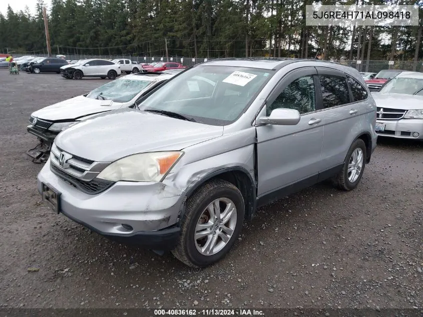 2010 Honda Cr-V Ex-L VIN: 5J6RE4H71AL098418 Lot: 40836162