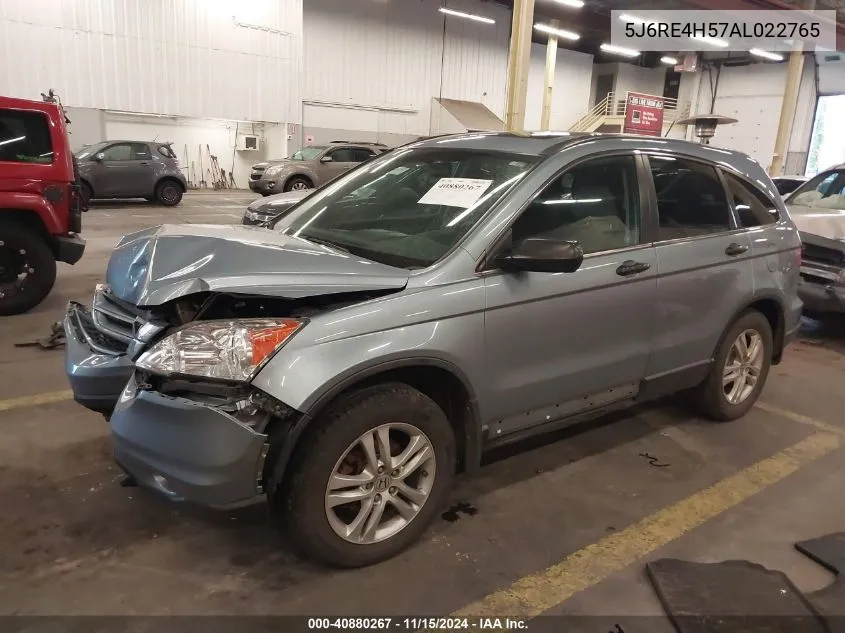 2010 Honda Cr-V Ex VIN: 5J6RE4H57AL022765 Lot: 40880267