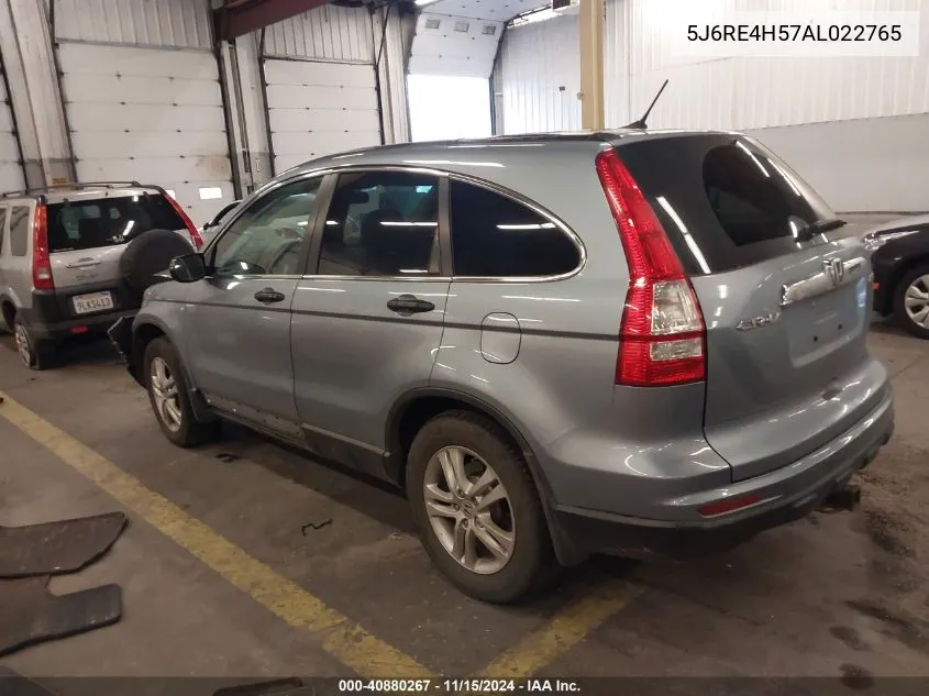 2010 Honda Cr-V Ex VIN: 5J6RE4H57AL022765 Lot: 40880267