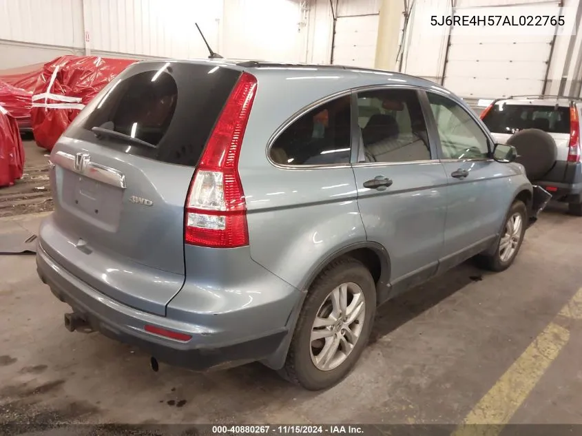 2010 Honda Cr-V Ex VIN: 5J6RE4H57AL022765 Lot: 40880267