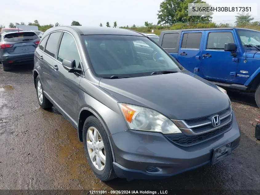 2011 Honda Cr-V VIN: 5J6RE4H30BL817351 Lot: 12111591