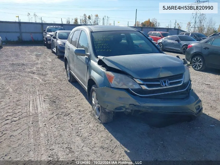 2011 Honda Cr-V VIN: 5J6RE4H53BL820990 Lot: 12134392