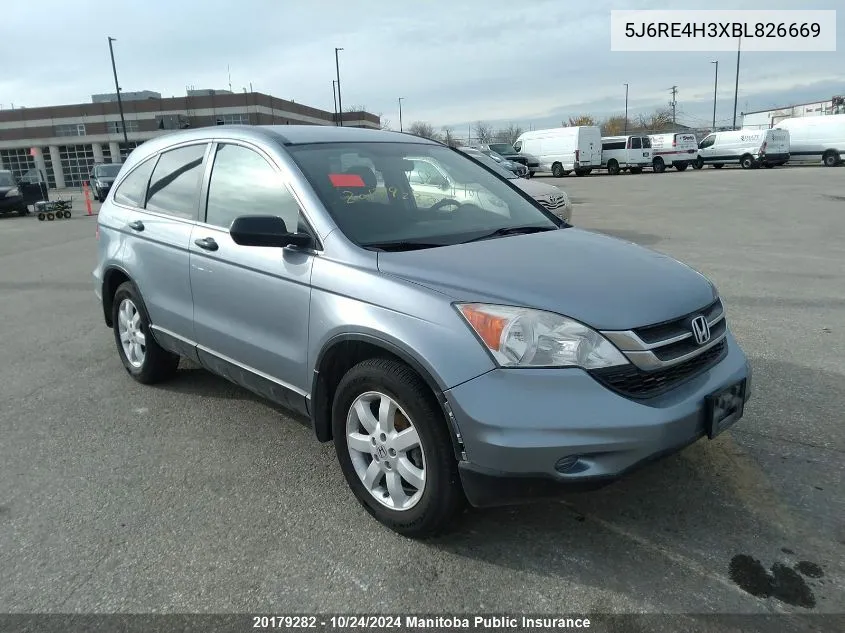 2011 Honda Cr-V Lx VIN: 5J6RE4H3XBL826669 Lot: 20179282