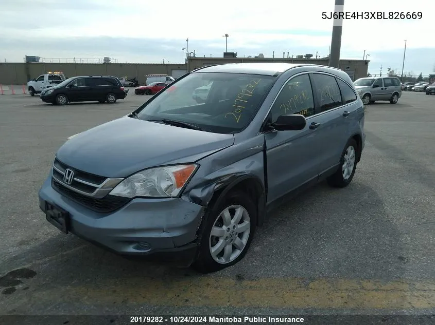 2011 Honda Cr-V Lx VIN: 5J6RE4H3XBL826669 Lot: 20179282