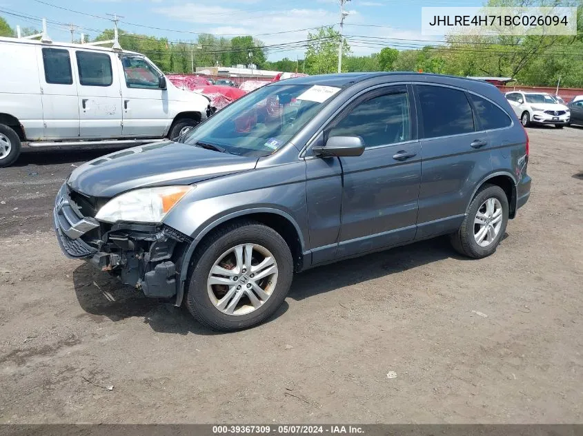 2011 Honda Cr-V Ex-L VIN: JHLRE4H71BC026094 Lot: 39367309