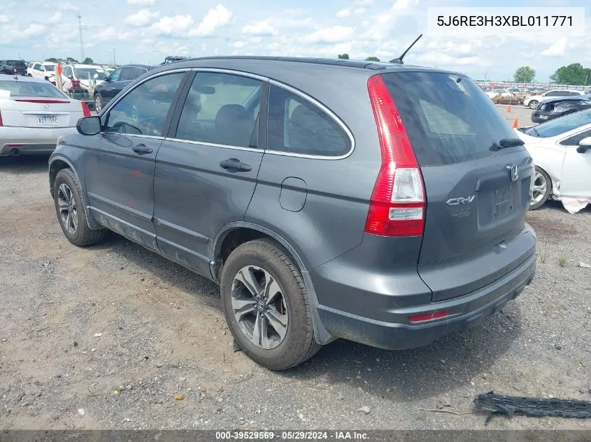 2011 Honda Cr-V Lx VIN: 5J6RE3H3XBL011771 Lot: 39529569