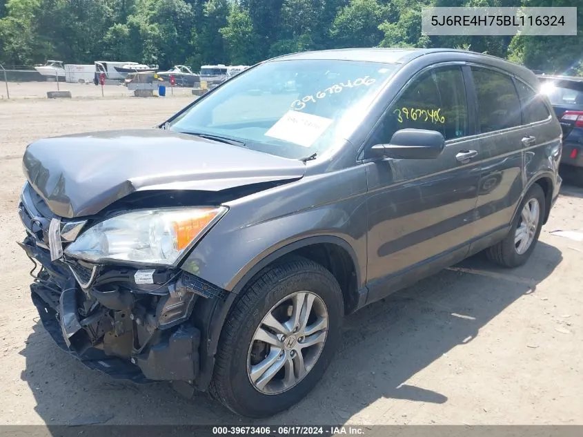 2011 Honda Cr-V Ex-L VIN: 5J6RE4H75BL116324 Lot: 39673406