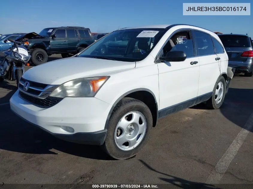 2011 Honda Cr-V Lx VIN: JHLRE3H35BC016174 Lot: 39790939