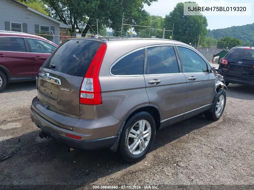 2011 Honda Cr-V Ex-L VIN: 5J6RE4H75BL019320 Lot: 39846960