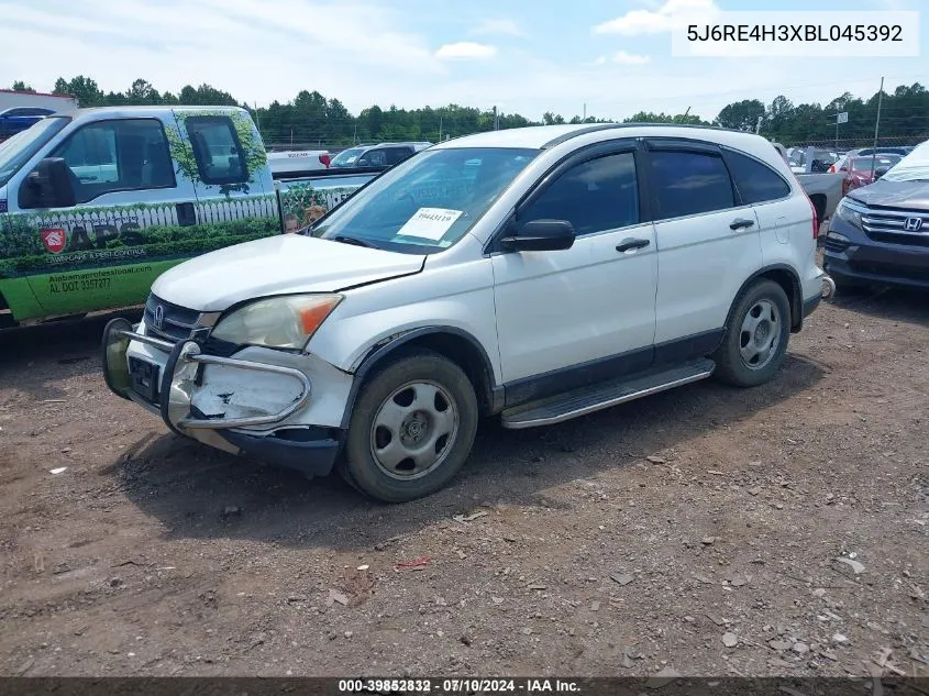 2011 Honda Cr-V Lx VIN: 5J6RE4H3XBL045392 Lot: 39852832