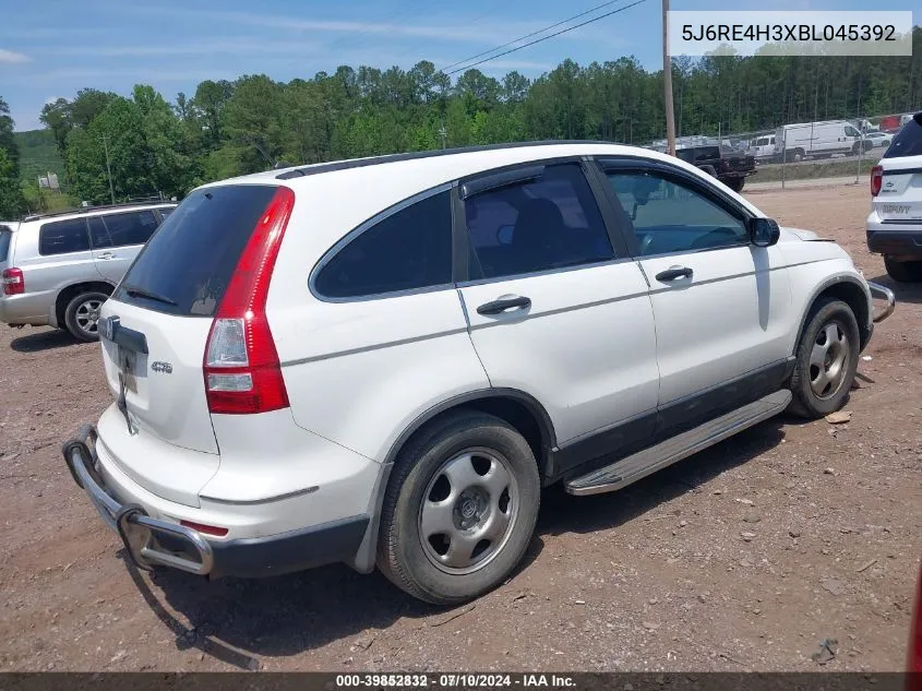 2011 Honda Cr-V Lx VIN: 5J6RE4H3XBL045392 Lot: 39852832