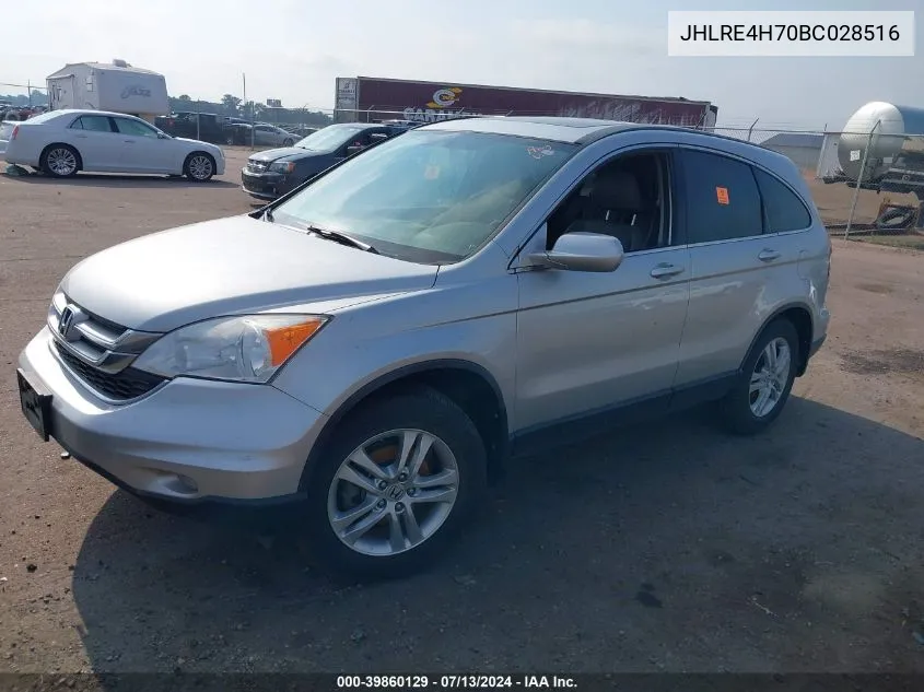 2011 Honda Cr-V Ex-L VIN: JHLRE4H70BC028516 Lot: 39860129