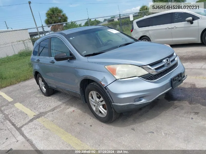 2011 Honda Cr-V Ex VIN: 5J6RE4H52BL020231 Lot: 39946192