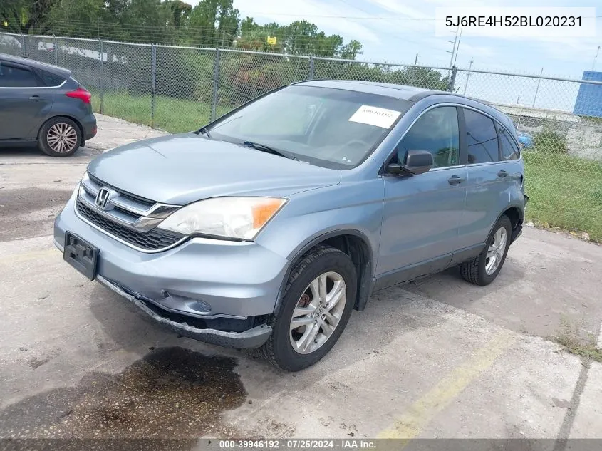 2011 Honda Cr-V Ex VIN: 5J6RE4H52BL020231 Lot: 39946192