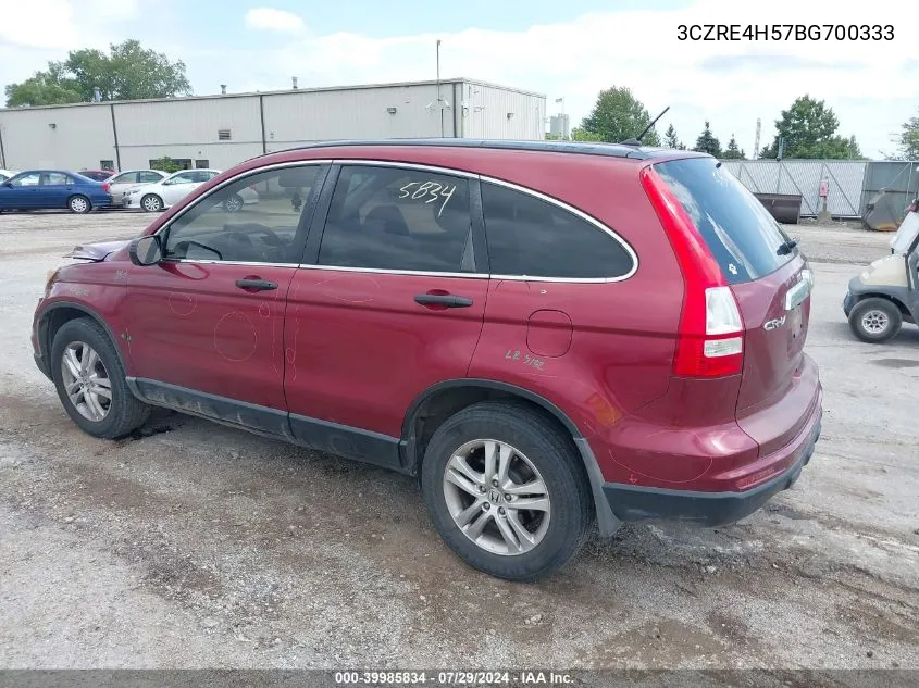 2011 Honda Cr-V Ex VIN: 3CZRE4H57BG700333 Lot: 39985834