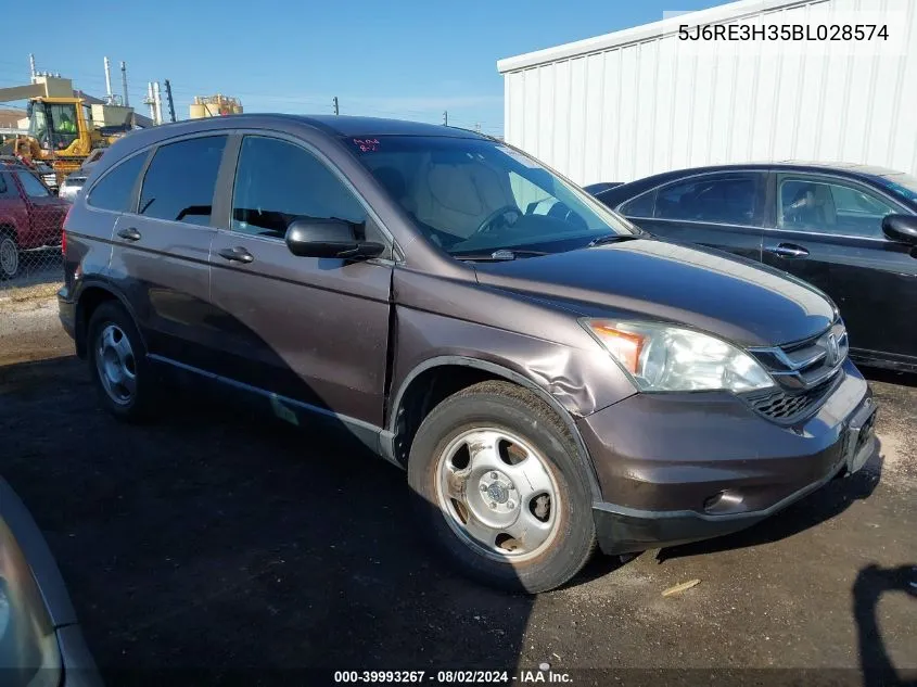 2011 Honda Cr-V Lx VIN: 5J6RE3H35BL028574 Lot: 39993267