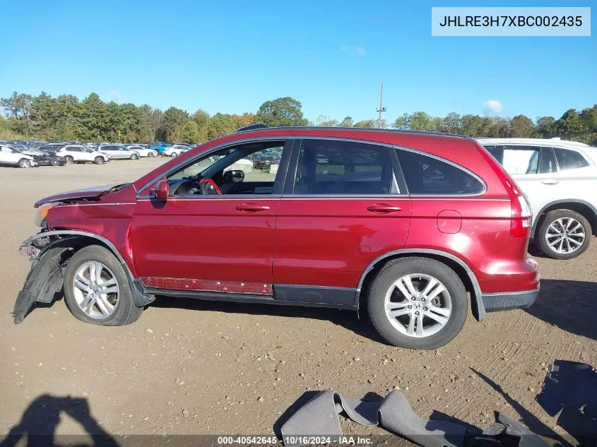 2011 Honda Cr-V Ex-L VIN: JHLRE3H7XBC002435 Lot: 40542645