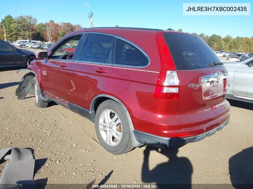 2011 Honda Cr-V Ex-L VIN: JHLRE3H7XBC002435 Lot: 40542645