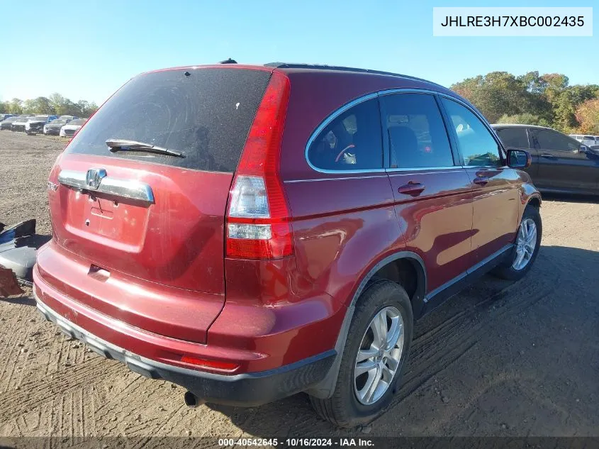 2011 Honda Cr-V Ex-L VIN: JHLRE3H7XBC002435 Lot: 40542645