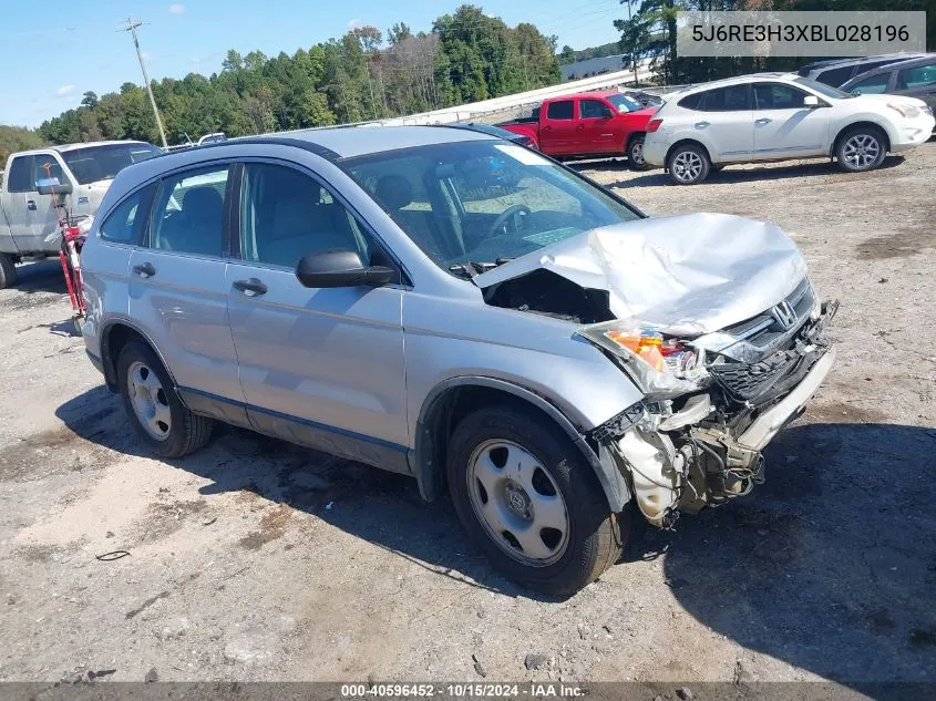 2011 Honda Cr-V Lx VIN: 5J6RE3H3XBL028196 Lot: 40596452