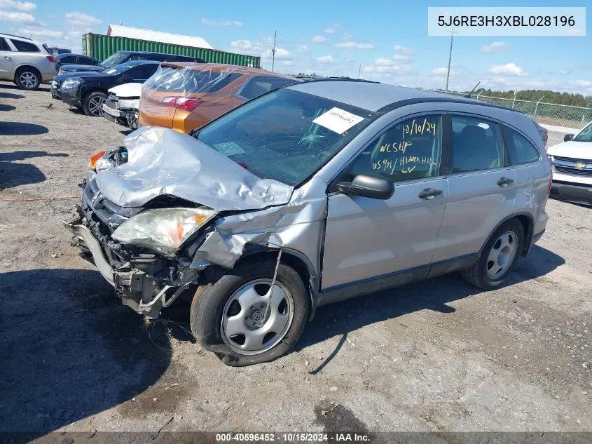 2011 Honda Cr-V Lx VIN: 5J6RE3H3XBL028196 Lot: 40596452