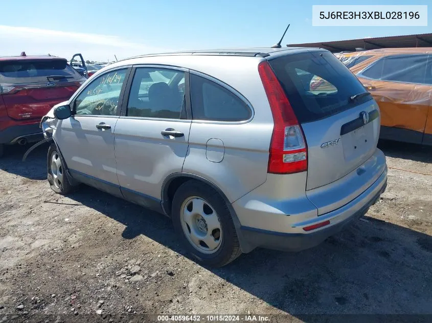 2011 Honda Cr-V Lx VIN: 5J6RE3H3XBL028196 Lot: 40596452