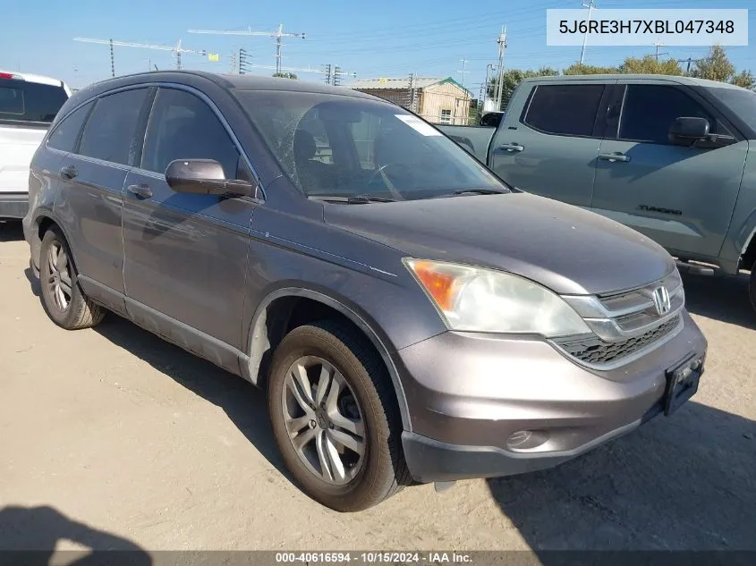 2011 Honda Cr-V Ex-L VIN: 5J6RE3H7XBL047348 Lot: 40616594