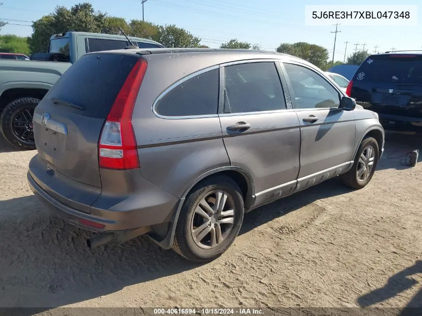 2011 Honda Cr-V Ex-L VIN: 5J6RE3H7XBL047348 Lot: 40616594