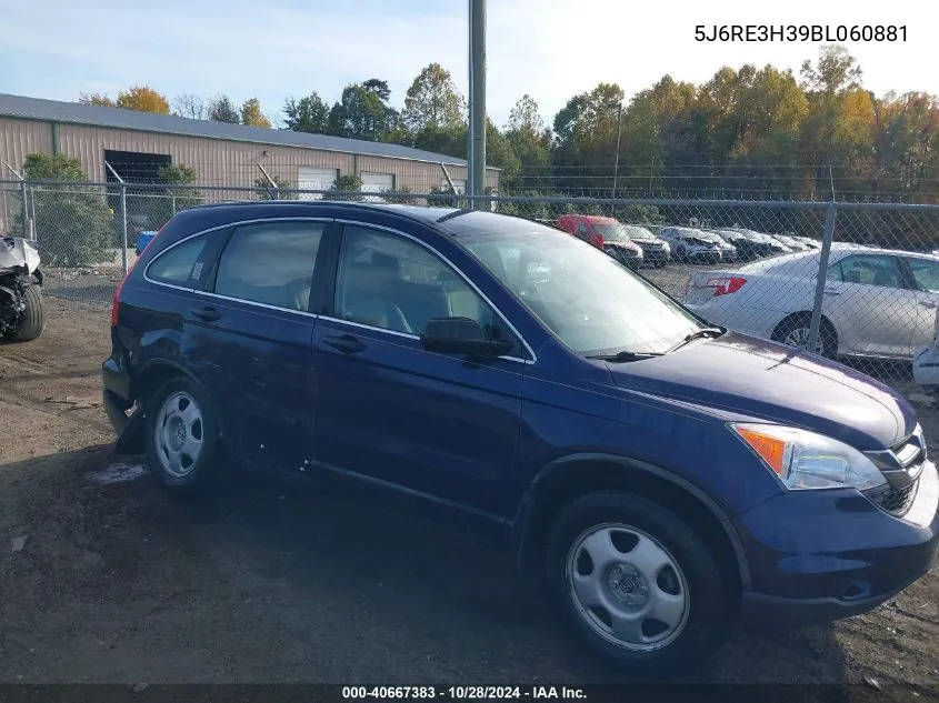 2011 Honda Cr-V Lx VIN: 5J6RE3H39BL060881 Lot: 40667383