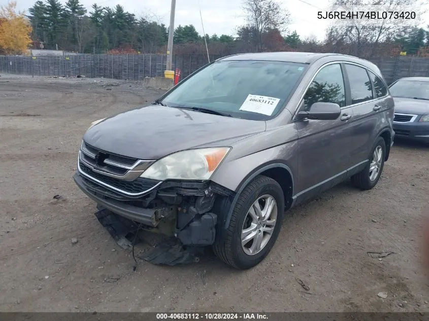 2011 Honda Cr-V Ex-L VIN: 5J6RE4H74BL073420 Lot: 40683112