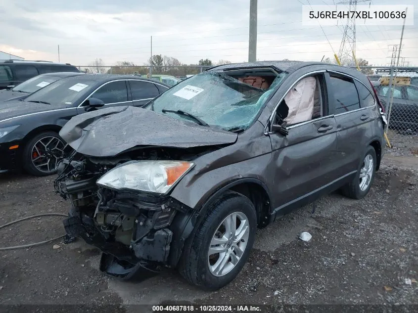 2011 Honda Cr-V Ex-L VIN: 5J6RE4H7XBL100636 Lot: 40687818