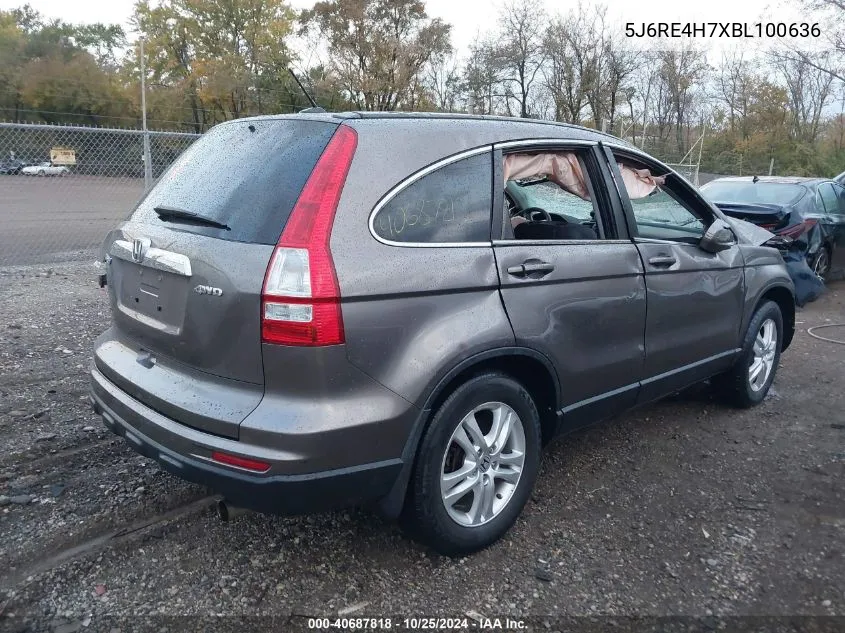 2011 Honda Cr-V Ex-L VIN: 5J6RE4H7XBL100636 Lot: 40687818