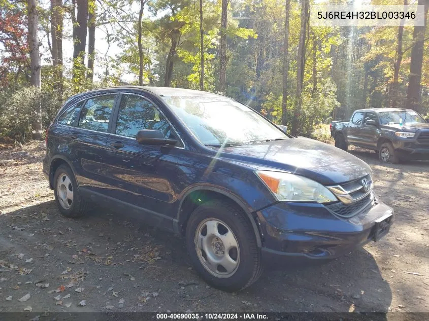 2011 Honda Cr-V Lx VIN: 5J6RE4H32BL003346 Lot: 40690035