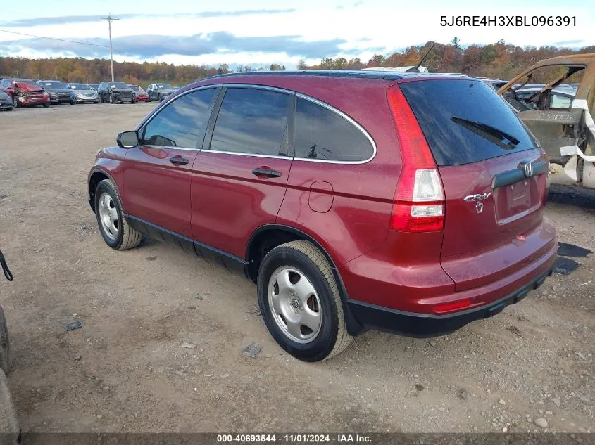 2011 Honda Cr-V Lx VIN: 5J6RE4H3XBL096391 Lot: 40693544