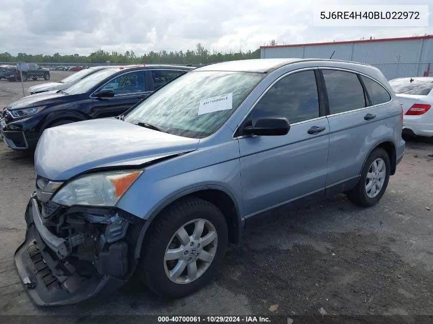 2011 Honda Cr-V Se VIN: 5J6RE4H40BL022972 Lot: 40700061