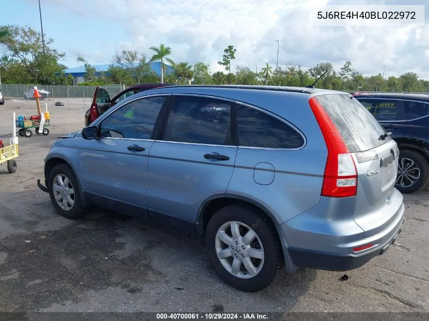 2011 Honda Cr-V Se VIN: 5J6RE4H40BL022972 Lot: 40700061