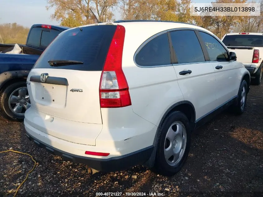 2011 Honda Cr-V Lx VIN: 5J6RE4H33BL013898 Lot: 40721227