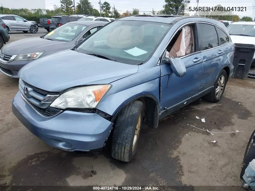 2011 Honda Cr-V Ex-L VIN: 5J6RE3H74BL041321 Lot: 40724716