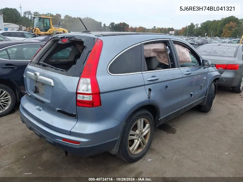 2011 Honda Cr-V Ex-L VIN: 5J6RE3H74BL041321 Lot: 40724716