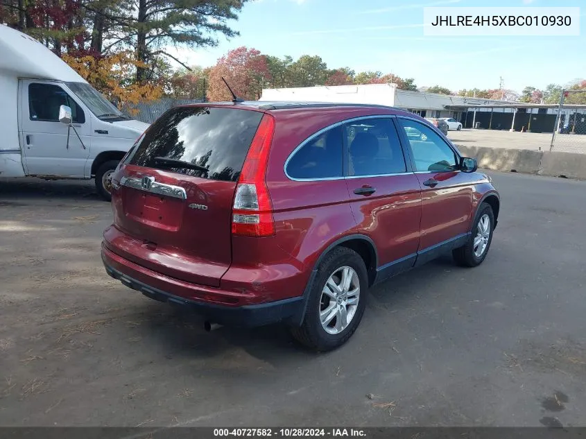 2011 Honda Cr-V Ex VIN: JHLRE4H5XBC010930 Lot: 40727582