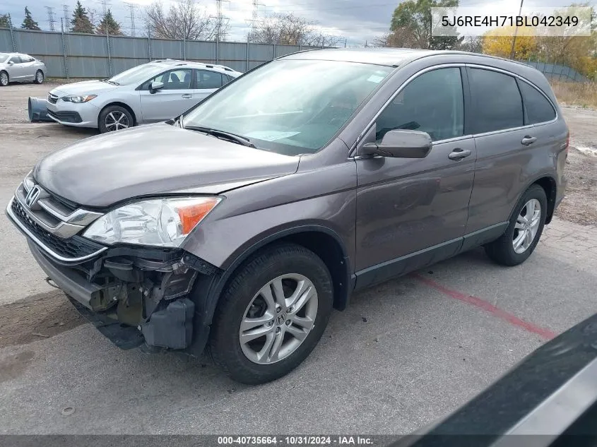 2011 Honda Cr-V Ex-L VIN: 5J6RE4H71BL042349 Lot: 40735664