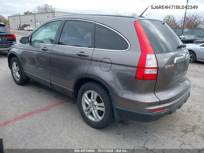 2011 Honda Cr-V Ex-L VIN: 5J6RE4H71BL042349 Lot: 40735664