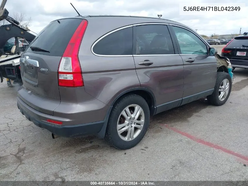 2011 Honda Cr-V Ex-L VIN: 5J6RE4H71BL042349 Lot: 40735664