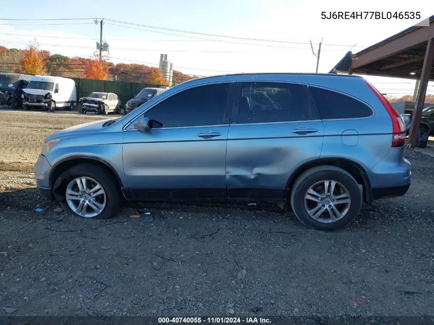 2011 Honda Cr-V Ex-L VIN: 5J6RE4H77BL046535 Lot: 40740055