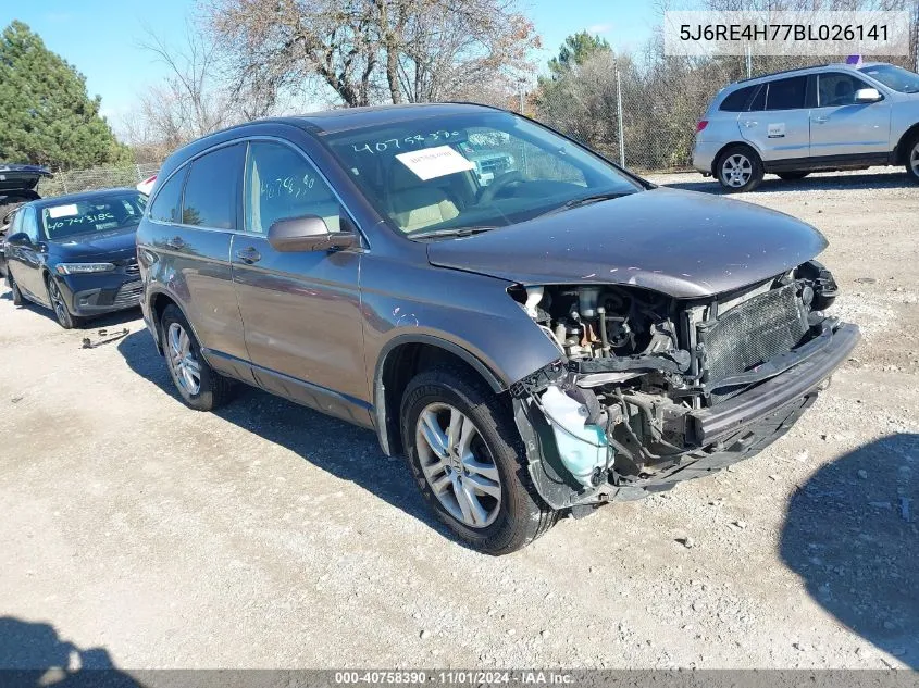 2011 Honda Cr-V Ex-L VIN: 5J6RE4H77BL026141 Lot: 40758390